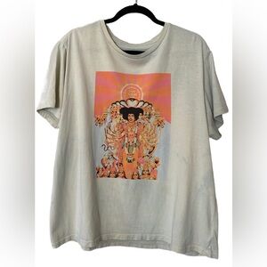 Lucky Brand Jimi Hendrix T-Shirt, Baby Blue, Women’s Size XL, Faded Tie-dye